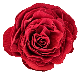 rose rouge en papier crépon réalisée lors d'un atelier